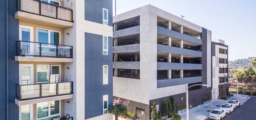 The Griffith parking structure exterior
