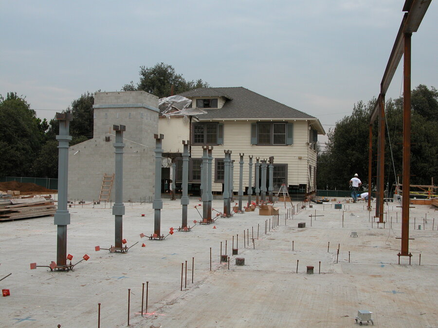 Mayfield Elementary podium under construction
